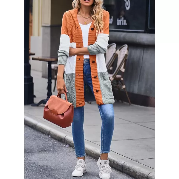 Sidefeel Women's Open Front Hooded Cardigan Sweaters Button Down Long Sleeve Chunky Knit Coat with Pockets