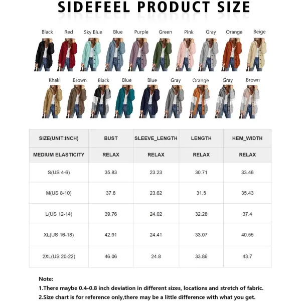 Sidefeel Women's Open Front Hooded Cardigan Sweaters Button Down Long Sleeve Chunky Knit Coat with Pockets