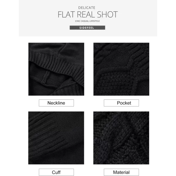 Sidefeel Women's Open Front Hooded Cardigan Sweaters Button Down Long Sleeve Chunky Knit Coat with Pockets