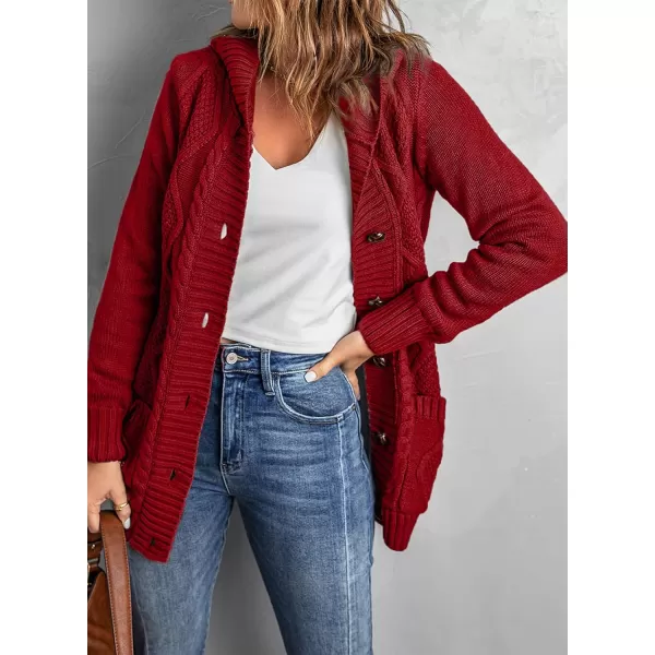 Sidefeel Women's Open Front Hooded Cardigan Sweaters Button Down Long Sleeve Chunky Knit Coat with Pockets
