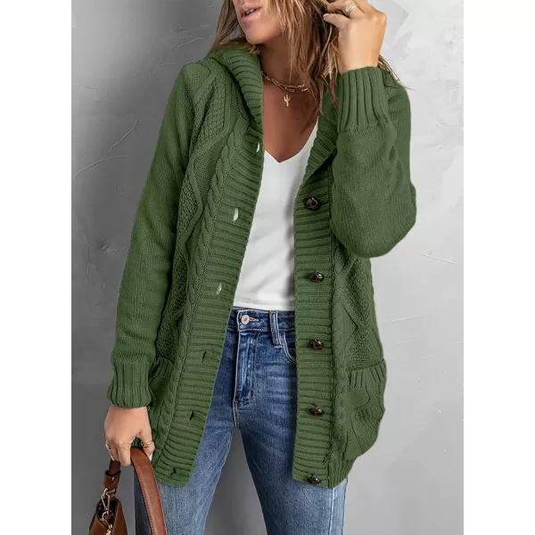 Sidefeel Women's Open Front Hooded Cardigan Sweaters Button Down Long Sleeve Chunky Knit Coat with Pockets