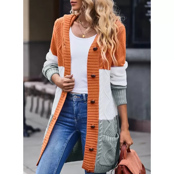 Sidefeel Women's Open Front Hooded Cardigan Sweaters Button Down Long Sleeve Chunky Knit Coat with Pockets