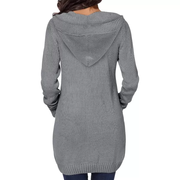 Sidefeel Women's Open Front Hooded Cardigan Sweaters Button Down Long Sleeve Chunky Knit Coat with Pockets