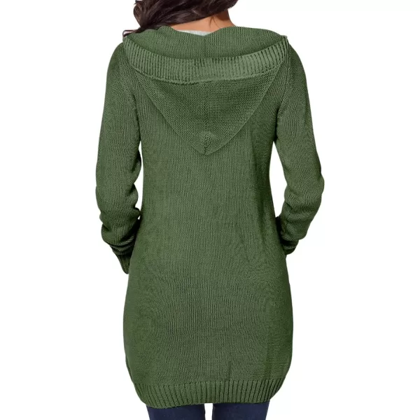 Sidefeel Women's Open Front Hooded Cardigan Sweaters Button Down Long Sleeve Chunky Knit Coat with Pockets