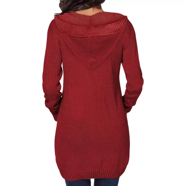 Sidefeel Women's Open Front Hooded Cardigan Sweaters Button Down Long Sleeve Chunky Knit Coat with Pockets