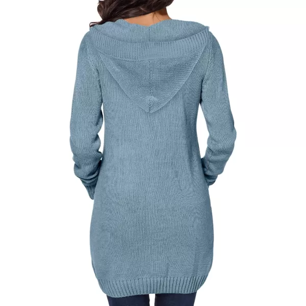 Sidefeel Women's Open Front Hooded Cardigan Sweaters Button Down Long Sleeve Chunky Knit Coat with Pockets
