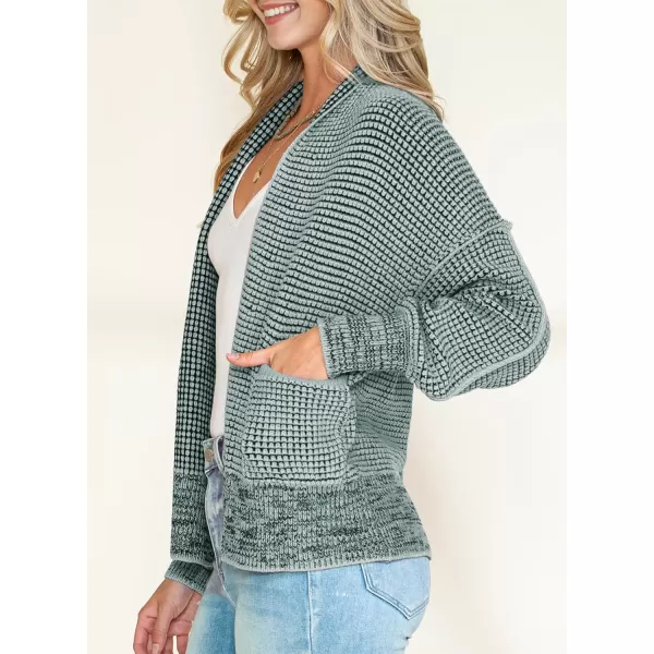 Sidefeel Womens Plaid Open Front Short Cardigan Oversized Long Sleeve Chunky Knit Sweaters Jacket Outwear with Pockets