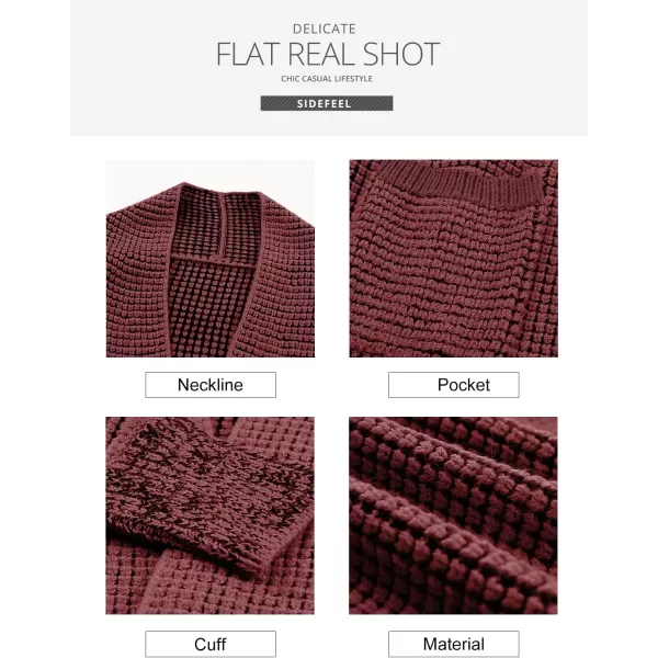 Sidefeel Womens Plaid Open Front Short Cardigan Oversized Long Sleeve Chunky Knit Sweaters Jacket Outwear with Pockets