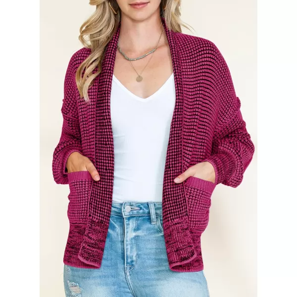 Sidefeel Womens Plaid Open Front Short Cardigan Oversized Long Sleeve Chunky Knit Sweaters Jacket Outwear with Pockets