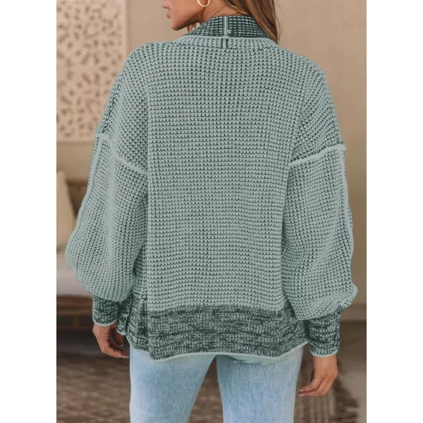 Sidefeel Womens Plaid Open Front Short Cardigan Oversized Long Sleeve Chunky Knit Sweaters Jacket Outwear with Pockets