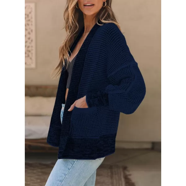 Sidefeel Womens Plaid Open Front Short Cardigan Oversized Long Sleeve Chunky Knit Sweaters Jacket Outwear with Pockets