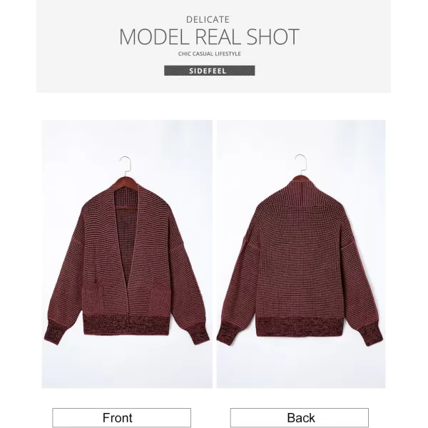 Sidefeel Womens Plaid Open Front Short Cardigan Oversized Long Sleeve Chunky Knit Sweaters Jacket Outwear with Pockets