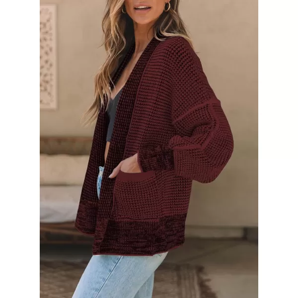 Sidefeel Womens Plaid Open Front Short Cardigan Oversized Long Sleeve Chunky Knit Sweaters Jacket Outwear with Pockets