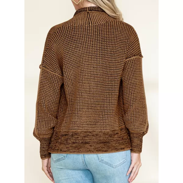 Sidefeel Womens Plaid Open Front Short Cardigan Oversized Long Sleeve Chunky Knit Sweaters Jacket Outwear with Pockets
