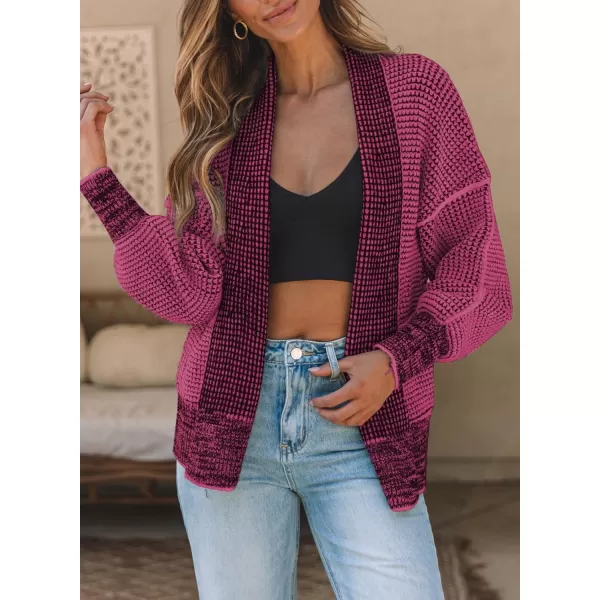 Sidefeel Womens Plaid Open Front Short Cardigan Oversized Long Sleeve Chunky Knit Sweaters Jacket Outwear with Pockets