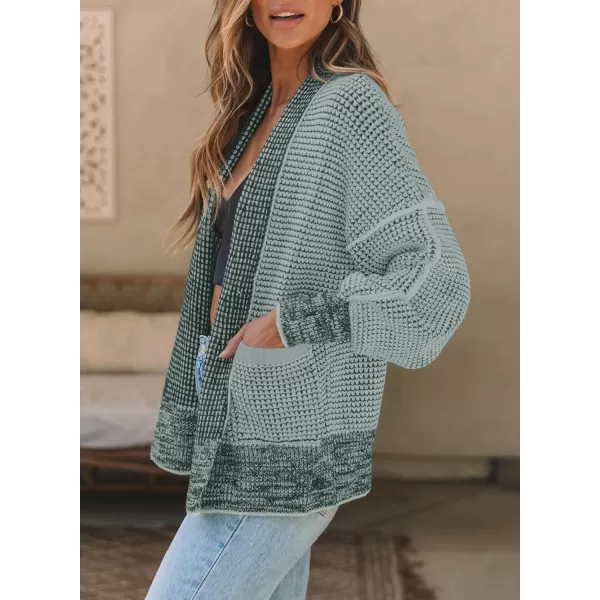 Sidefeel Womens Plaid Open Front Short Cardigan Oversized Long Sleeve Chunky Knit Sweaters Jacket Outwear with Pockets