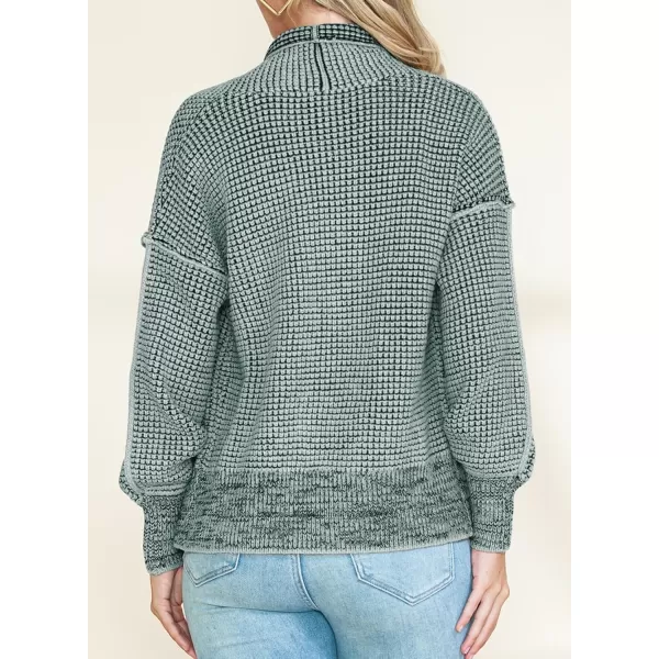 Sidefeel Womens Plaid Open Front Short Cardigan Oversized Long Sleeve Chunky Knit Sweaters Jacket Outwear with Pockets