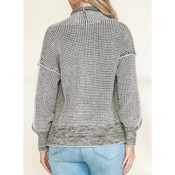 Sidefeel Womens Plaid Open Front Short Cardigan Oversized Long Sleeve Chunky Knit Sweaters Jacket Outwear with Pockets
