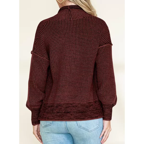 Sidefeel Womens Plaid Open Front Short Cardigan Oversized Long Sleeve Chunky Knit Sweaters Jacket Outwear with Pockets