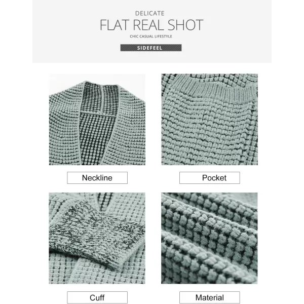 Sidefeel Womens Plaid Open Front Short Cardigan Oversized Long Sleeve Chunky Knit Sweaters Jacket Outwear with Pockets