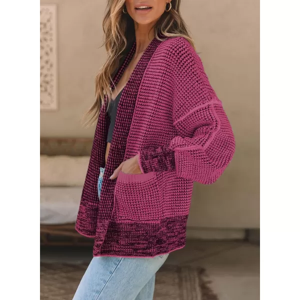 Sidefeel Womens Plaid Open Front Short Cardigan Oversized Long Sleeve Chunky Knit Sweaters Jacket Outwear with Pockets