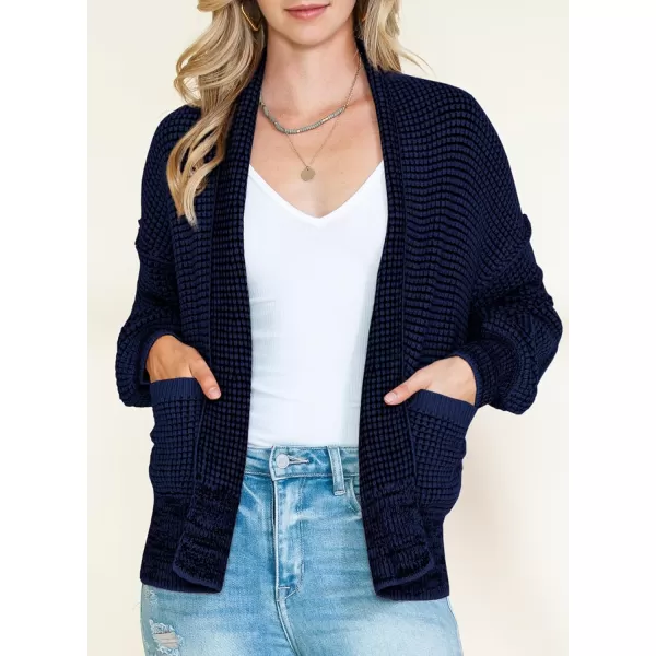 Sidefeel Womens Plaid Open Front Short Cardigan Oversized Long Sleeve Chunky Knit Sweaters Jacket Outwear with Pockets