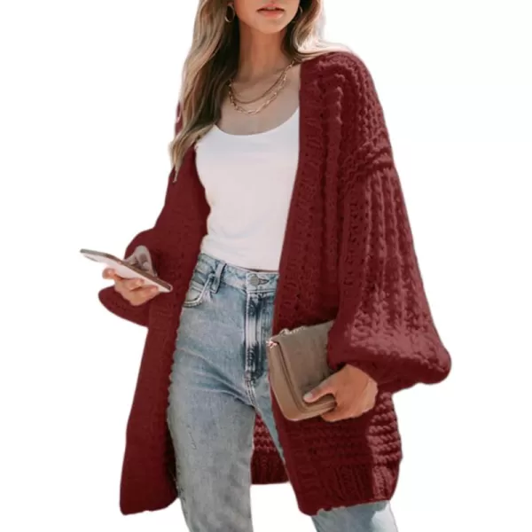 Sidefeel Women's Cardigan Sweaters 2024 Fall Fashions Open Front Oversized Lantern Sleeve Chunky Knitted Outwear