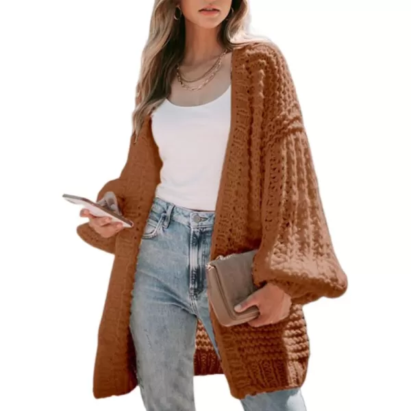 Sidefeel Women's Cardigan Sweaters 2024 Fall Fashions Open Front Oversized Lantern Sleeve Chunky Knitted Outwear