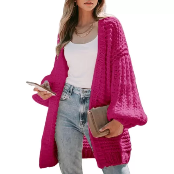 Sidefeel Women's Cardigan Sweaters 2024 Fall Fashions Open Front Oversized Lantern Sleeve Chunky Knitted Outwear
