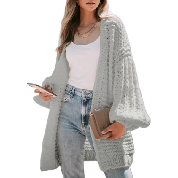 Sidefeel Women's Cardigan Sweaters 2024 Fall Fashions Open Front Oversized Lantern Sleeve Chunky Knitted Outwear
