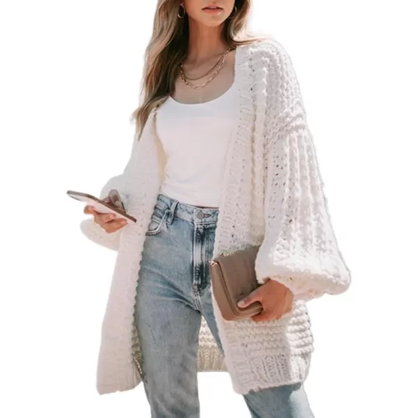 Sidefeel Women's Cardigan Sweaters 2024 Fall Fashions Open Front Oversized Lantern Sleeve Chunky Knitted Outwear