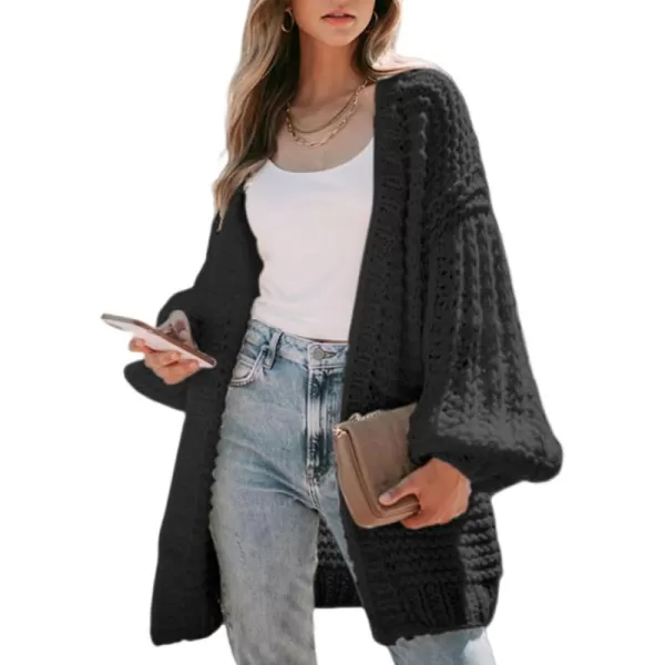 Sidefeel Women's Cardigan Sweaters 2024 Fall Fashions Open Front Oversized Lantern Sleeve Chunky Knitted Outwear