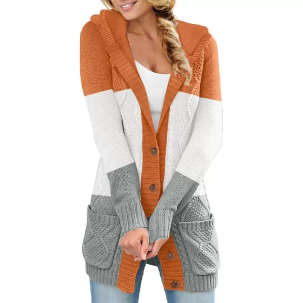 Sidefeel Women's Open Front Hooded Cardigan Sweaters Button Down Long Sleeve Chunky Knit Coat with Pockets