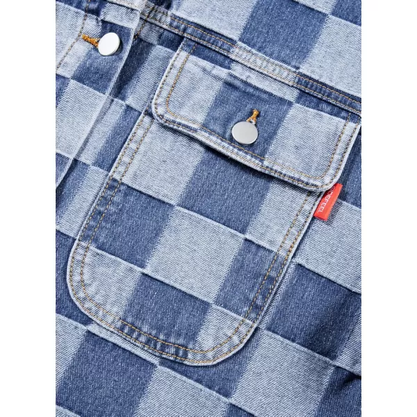 Sidefeel Denim Jacket for Women Light Plaid 2024 Fashion Outfits for Women