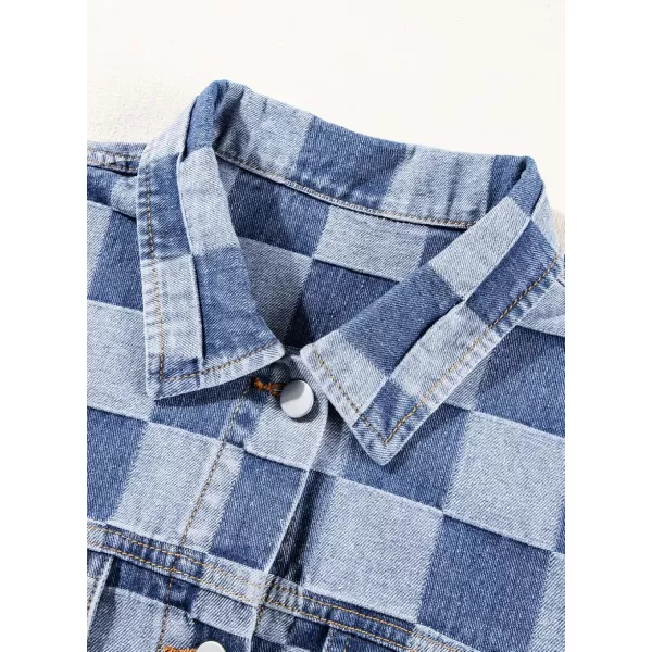 Sidefeel Denim Jacket for Women Light Plaid 2024 Fashion Outfits for Women