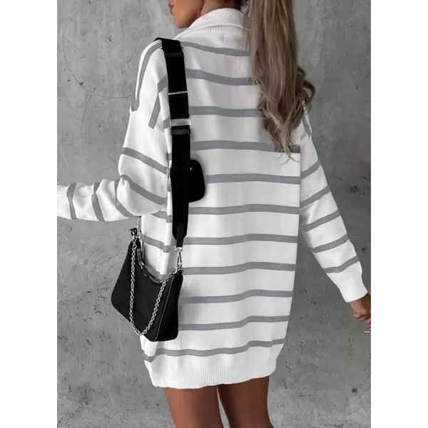 Sidefeel Women's 2024 Fall Sweater Dress Long Sleeve V Neck Striped Knit Bodycon Winter Dresses