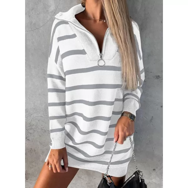 Sidefeel Women's 2024 Fall Sweater Dress Long Sleeve V Neck Striped Knit Bodycon Winter Dresses
