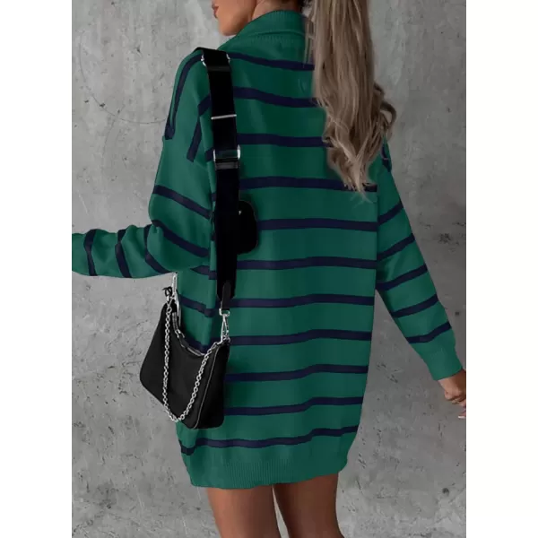 Sidefeel Women's 2024 Fall Sweater Dress Long Sleeve V Neck Striped Knit Bodycon Winter Dresses
