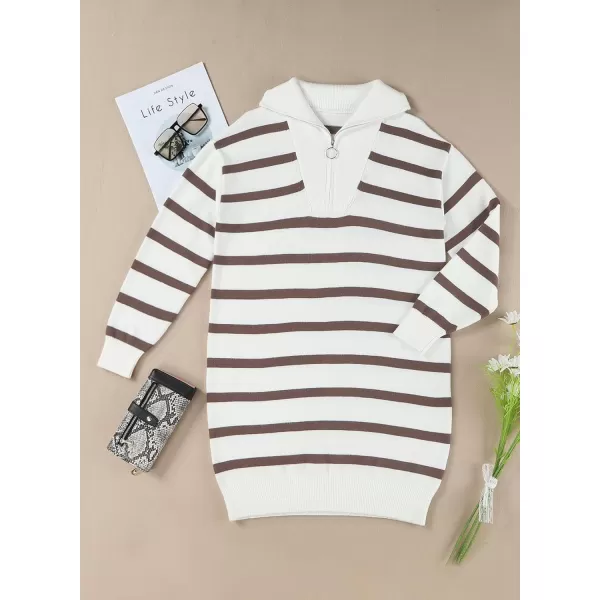 Sidefeel Women's 2024 Fall Sweater Dress Long Sleeve V Neck Striped Knit Bodycon Winter Dresses