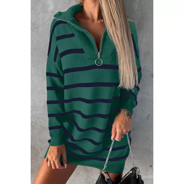 Sidefeel Women's 2024 Fall Sweater Dress Long Sleeve V Neck Striped Knit Bodycon Winter Dresses