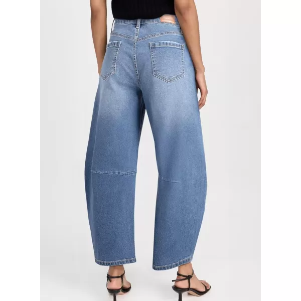 Sidefeel Women's Barrel Jeans Wide Leg Vintage Mid Rise Y2k Baggy Boyfriend Ankle Denim Pants