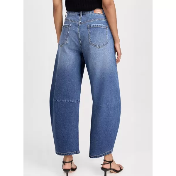 Sidefeel Women's Barrel Jeans Wide Leg Vintage Mid Rise Y2k Baggy Boyfriend Ankle Denim Pants