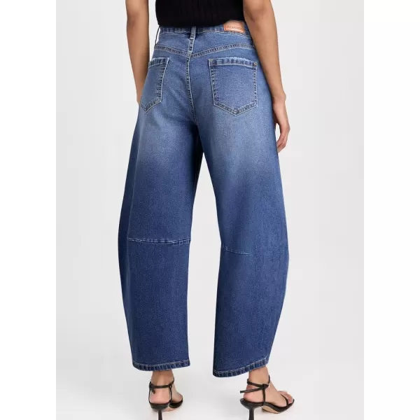 Sidefeel Women's Barrel Jeans Wide Leg Vintage Mid Rise Y2k Baggy Boyfriend Ankle Denim Pants