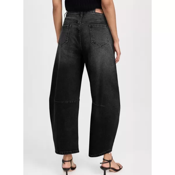 Sidefeel Women's Barrel Jeans Wide Leg Vintage Mid Rise Y2k Baggy Boyfriend Ankle Denim Pants