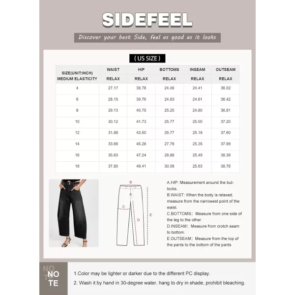 Sidefeel Women's Barrel Jeans Wide Leg Vintage Mid Rise Y2k Baggy Boyfriend Ankle Denim Pants