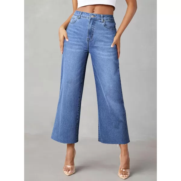 Sidefeel Womens Capri Jeans High Waisted Cropped Jeans Stretchy Straight Wide Leg Denim Pants Fall Fashion Outfits