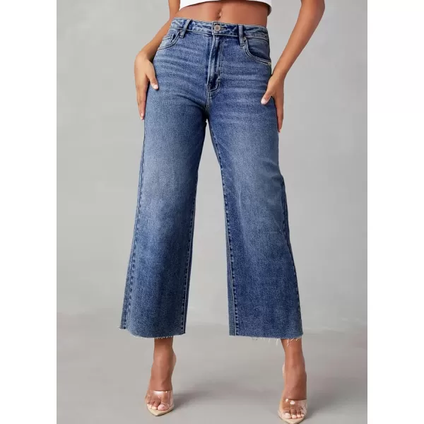 Sidefeel Womens Capri Jeans High Waisted Cropped Jeans Stretchy Straight Wide Leg Denim Pants Fall Fashion Outfits