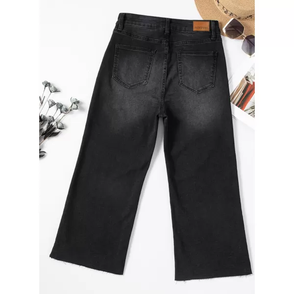 Sidefeel Womens Capri Jeans High Waisted Cropped Jeans Stretchy Straight Wide Leg Denim Pants Fall Fashion Outfits
