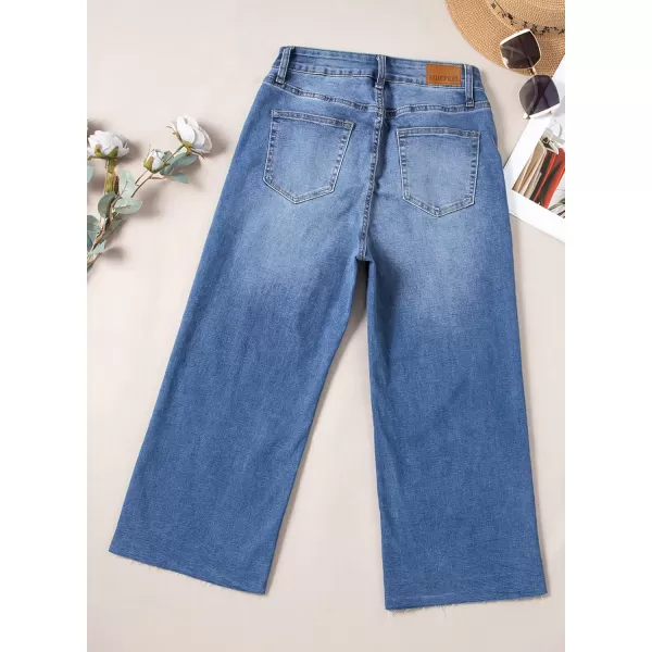 Sidefeel Womens Capri Jeans High Waisted Cropped Jeans Stretchy Straight Wide Leg Denim Pants Fall Fashion Outfits