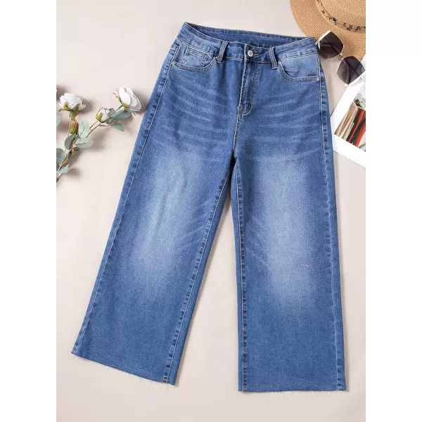 Sidefeel Womens Capri Jeans High Waisted Cropped Jeans Stretchy Straight Wide Leg Denim Pants Fall Fashion Outfits